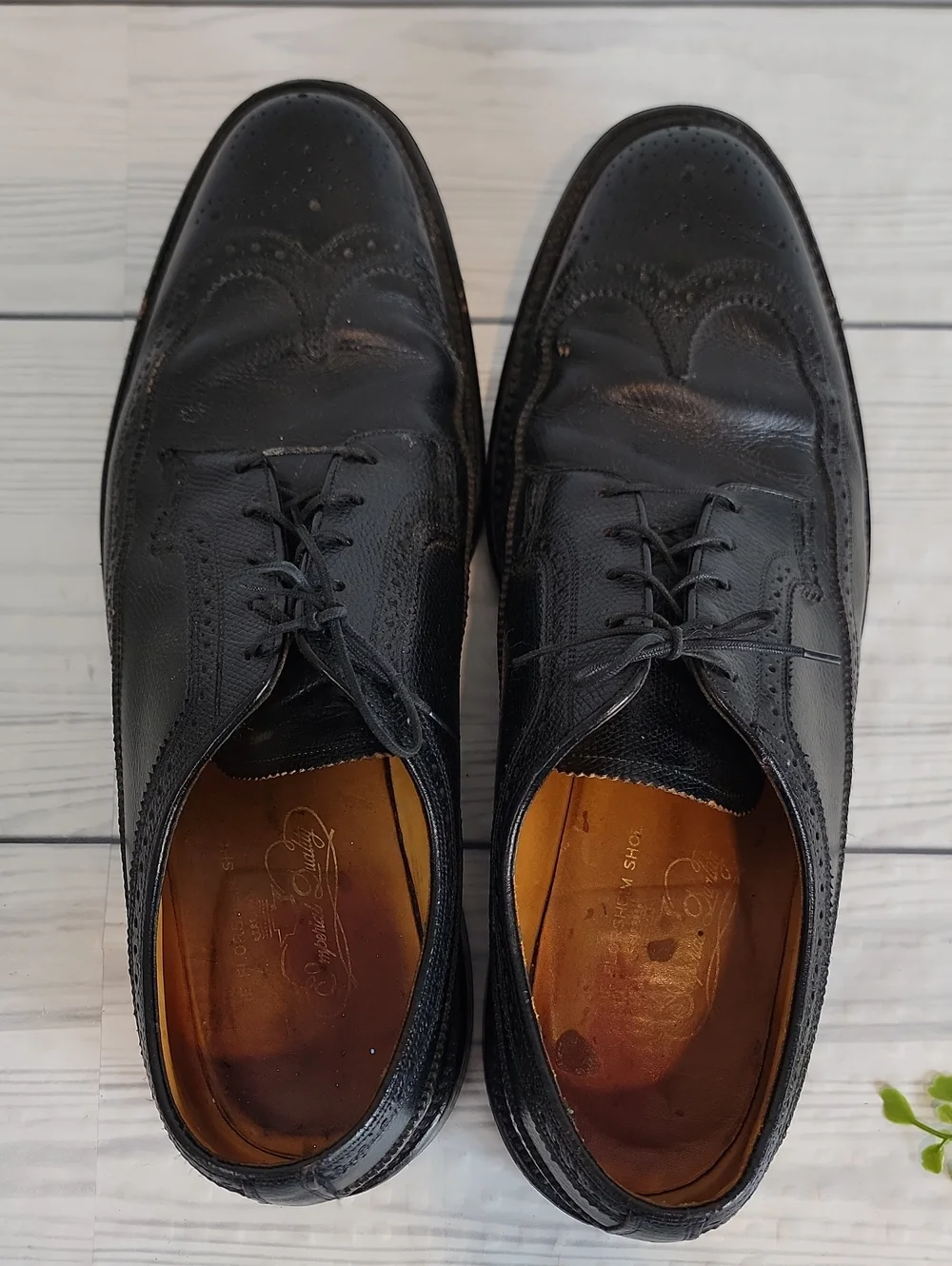 Florsheim Imperial  Leather Wingtip Derby Dress Shoes - Black Mens Size 11.5